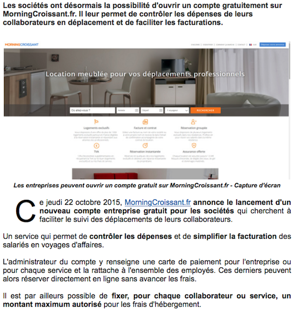 Article sur MorningCroissant