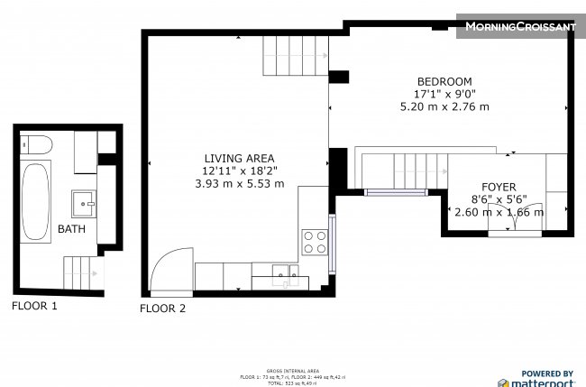 Large atypical studio with garden
