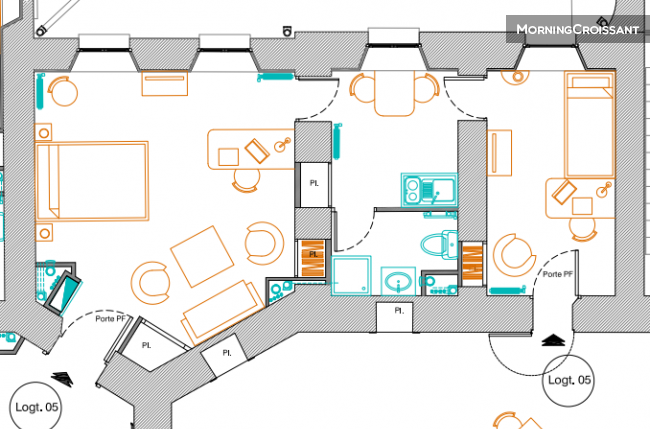 2rooms of 38m2 in a classified site