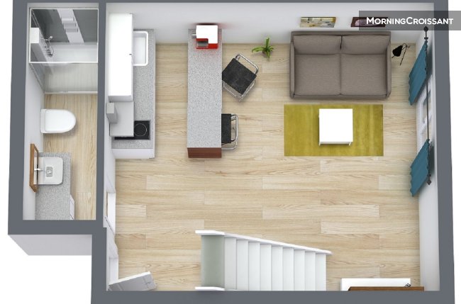 20m² duplex studio flat