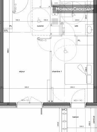 1BR balcony - Rosa Parks - Villette