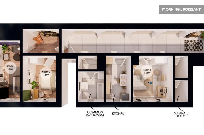 Bright 14 m² bedroom - ST85