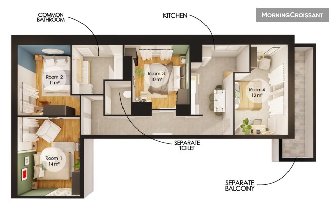 Modern bedroom 10 m² - ST71