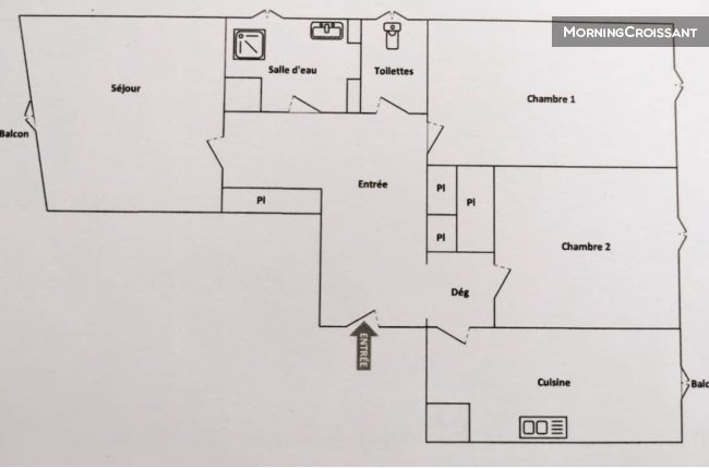 3 Rooms 2 bedrooms Clim 2 balconies