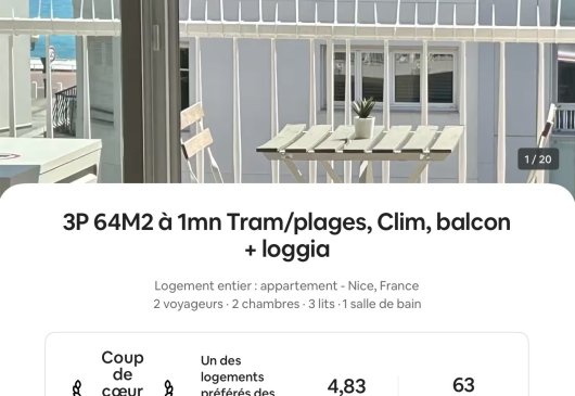3 Rooms 2 bedrooms Clim 2 balconies