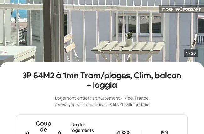 3P 64 m2 Clim balcony + loggia
