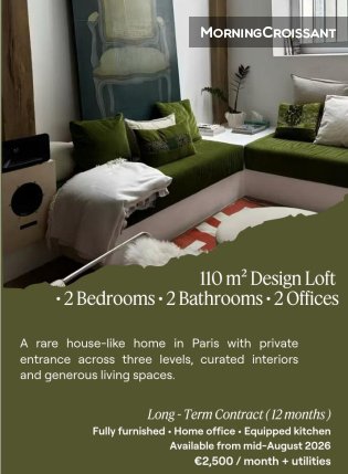 Furnished loft, 110m², Paris 20th